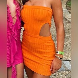 Princess Polly Vibrant Orange Strapless Dress